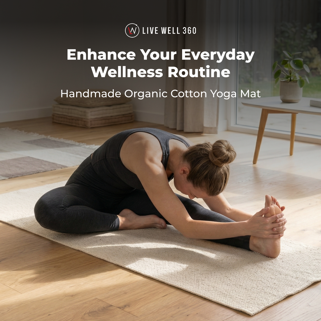 Organic Cotton Yoga Mat – Handmade, Machine Washable, 78 x 27 in