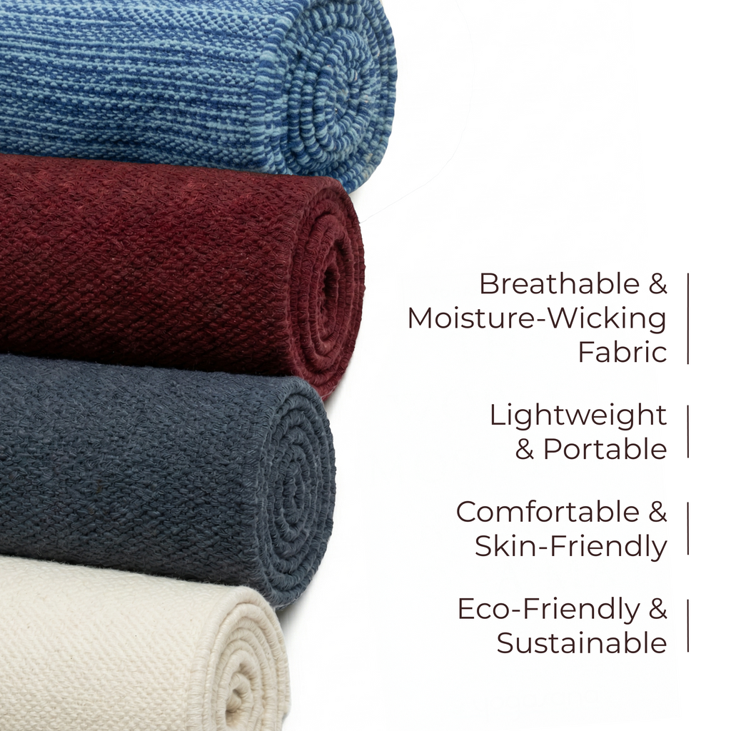 Organic Cotton Yoga Mat – Handmade, Machine Washable, 78 x 27 in
