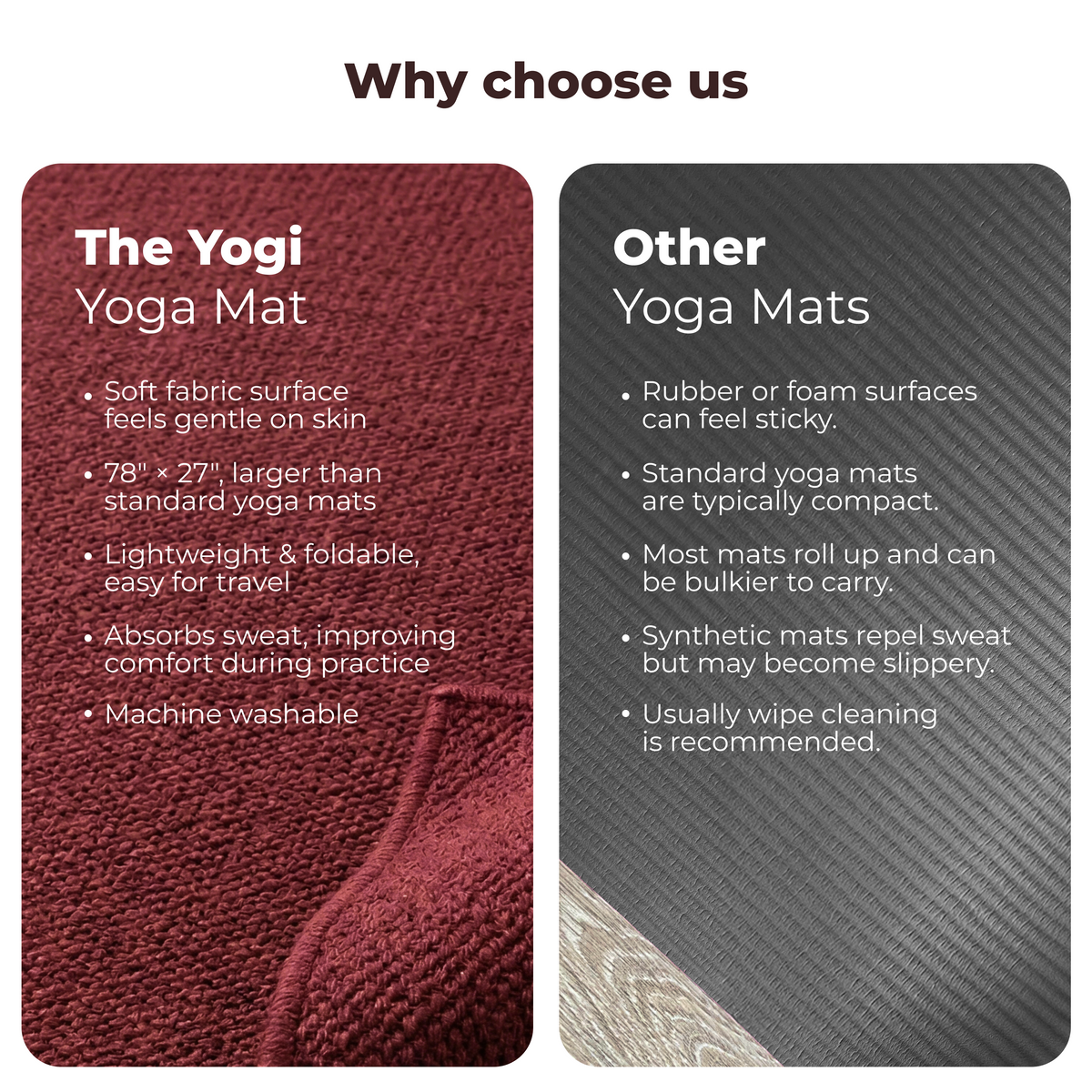 Organic Cotton Yoga Mat – Handmade, Machine Washable, 78 x 27 in