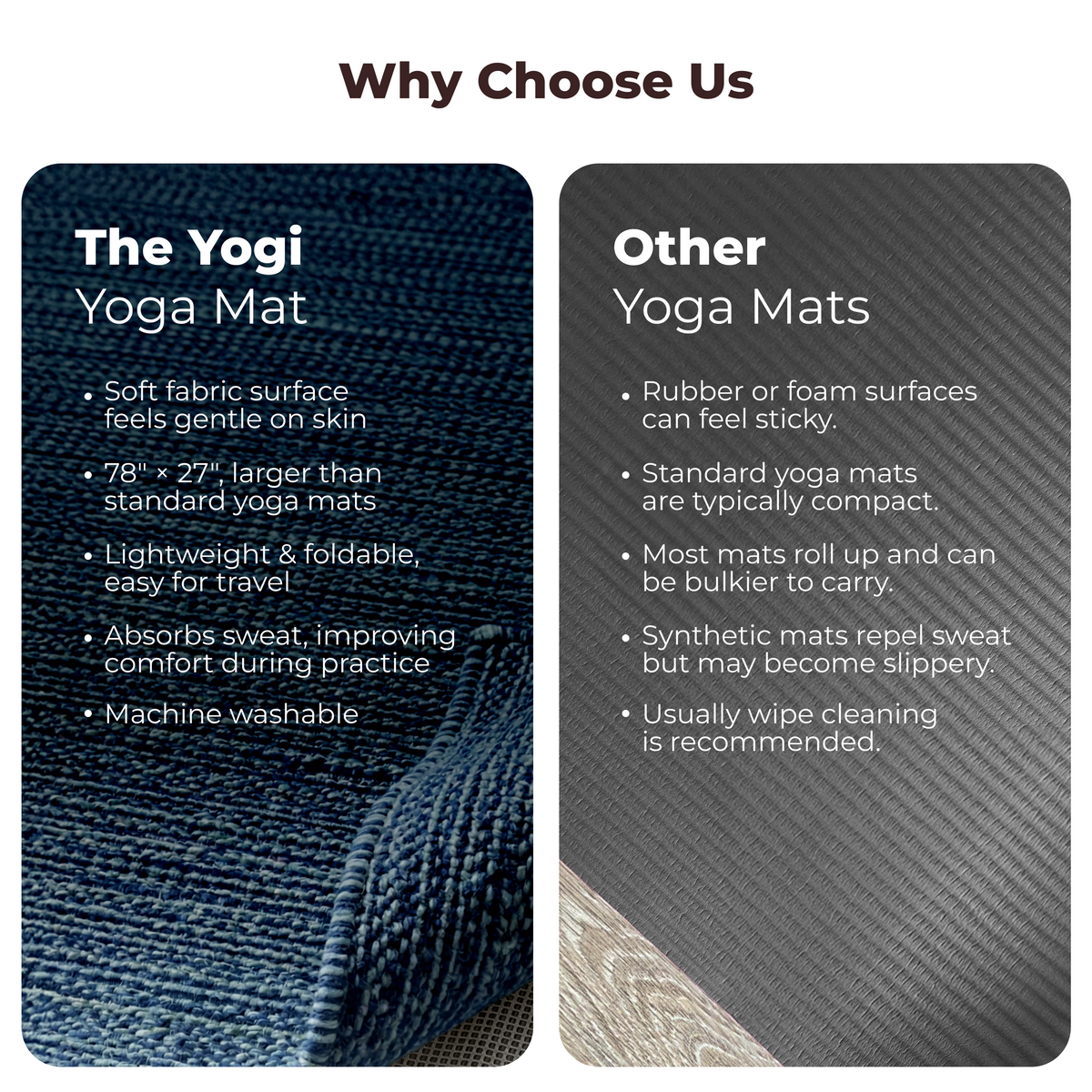 Organic Cotton Yoga Mat – Handmade, Machine Washable, 78 x 27 in