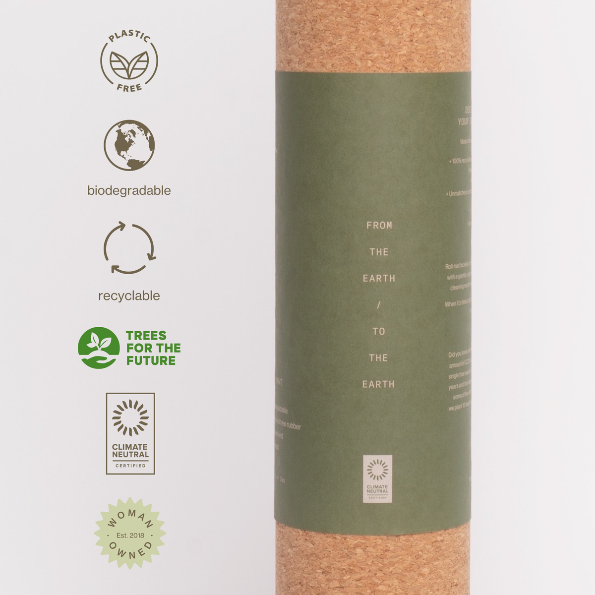 Natural Cork Yoga Mat – Plastic-Free, Biodegradable, Non-Slip